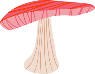 Speckled red cap mushroom illustration with clean hand drawn details