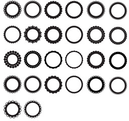 Decorative Scalloped Circle Frames for Card Making, Scrapbooking, Paper Doily, Signs, Posters, Labels. Black Vector Frame Collection Set