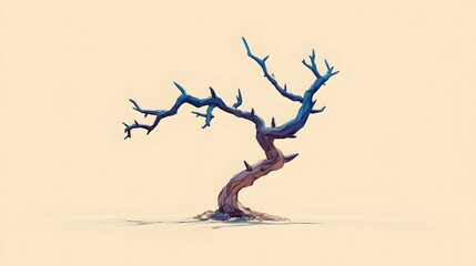 Stylized Twisted Dead Tree Minimalist Illustration