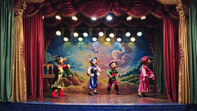 Puppet performance captivates audience at local theater in vibrant setting