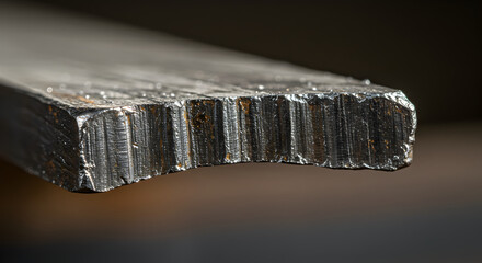 Abstract Close Up Of Raw Rough Cut Edge Steel Bar Material