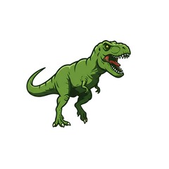 Fototapeta premium Roaring Tyrannosaurus Rex Dinosaur Illustration Green Prehistoric Animal