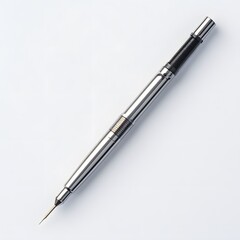 Precision Pen with Silver, and White Background.