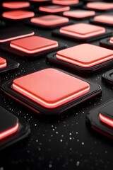 Fototapeta premium Abstract Red Neon Squares Digital Technology Background