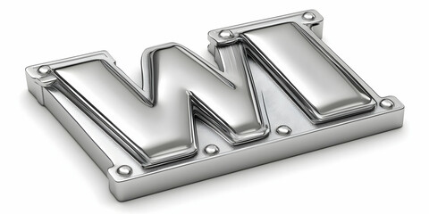 3D Metal WI Letters Render