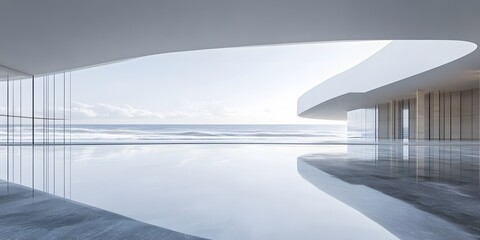 Fototapeta premium Modern Minimalist Ocean View Architecture Design