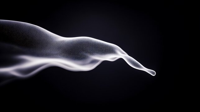 Flowing ethereal form against darkness. Serene and dreamlike, a ghostly presence in monochrome