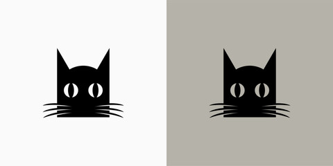 Cat logo line icons. Wild reindeer outdoor brand label. Elk antlers sign. Wildlife stag symbol. Vector illustration.	