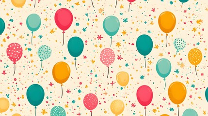 Colorful Balloons Festive Pattern Seamless Background