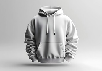 White Hoodie Mockup – Minimalist Display with Kangaroo Pocket and Drawstrings for Apparel Branding and Print Design

