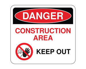 Danger Construction Area Sign, Restricted Access Warning, Workplace Safety Notice &ndash; High Quality Stock Image