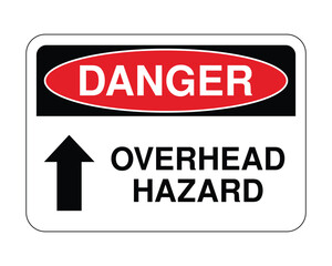 Fototapeta premium Overhead Hazard Danger Sign, Workplace Safety Warning, Risk Prevention Notice – High Quality Stock Image