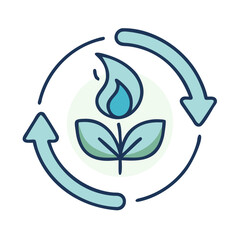 Obraz premium Circular biofuel icon in flat style, green and blue, renewable energy concept