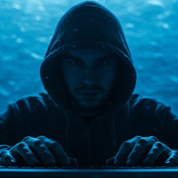 a creepy man in a dark corner using digital equipment as the concept of sextortion or dark web