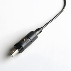 USB Cable Closeup on White.