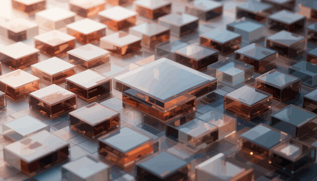 Fototapeta Abstract Geometric Composition of Glass Cubes