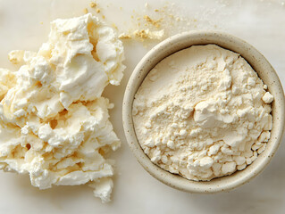 Cream Cheese And Flour On White Surface