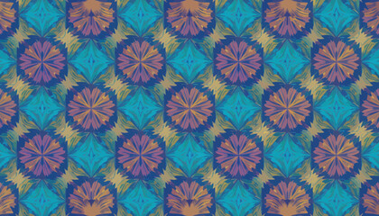 Colorful Geometric Floral Pattern Seamless Texture