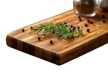 Wooden Cutting Board with Herbs and Spices Culinary Still Life Photography