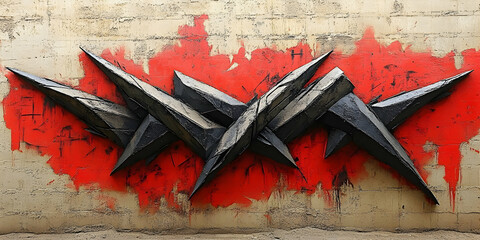 Abstract 3D Wall Art Red and Black