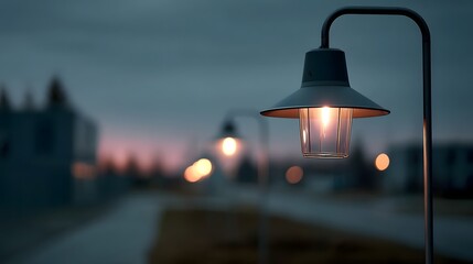 Streetlights powered by energy storage systems illuminating a zero-waste neighborhood
