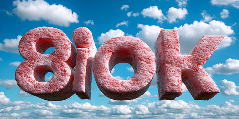 8IOK 3D Text Sky Background
