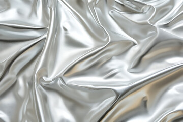 Light gray, silver foil texture background with a shiny and smooth surface. Shiny white metal with a light reflection.