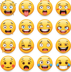 Fototapeta premium Funny Emoji Vector, Weird Reaction Set, Social Media