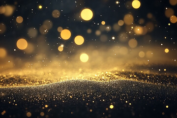 Obraz premium Light gold glitter background, texture of shiny golden sand with sparkling sparkles for luxury design and decoration.