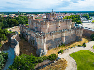 Picturesque summer landscape with medieval Coca Castle located on outskirts of Spanish town of...