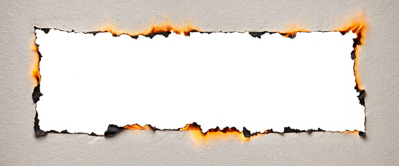 burning paper with a white rectangular center