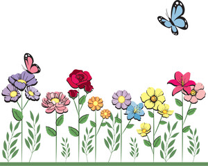 flowers with butterflies background 2
