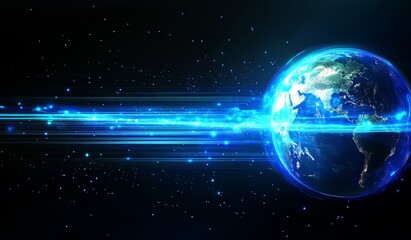 Earth in space, futuristic technology