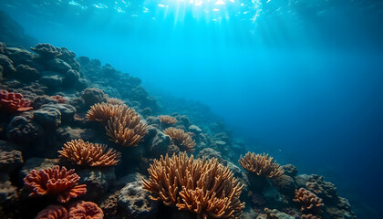 Fototapeta premium Vibrant Coral Reef Underwater Scene