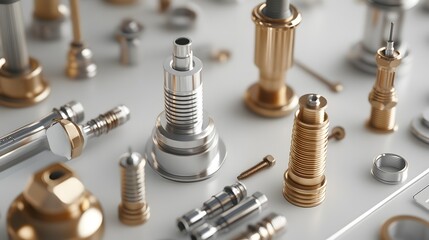 Precision Metal Parts with White Background. (1)