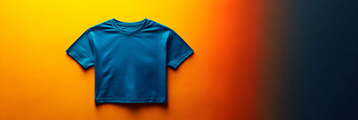 Blue T-Shirt Mockup on Orange Background
