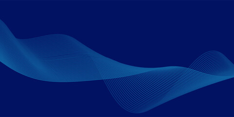 Abstract glowing wave lines on dark blue background. Dynamic wave pattern. Modern flowing wavy lines. Futuristic technology concept. Suit for banner, poster, cover, brochure, flyer, website