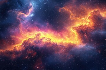 Fototapeta premium Celestial Nebula Fiery Cosmic Landscape