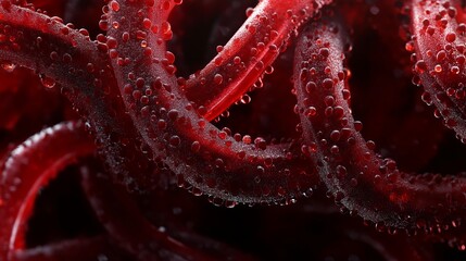 Abstract Red Organic Forms Closeup Detailed Texture Deep Crimson Rich Color Deep Red Background Intricate Design Fluid Shapes 3D Render Digital Art   