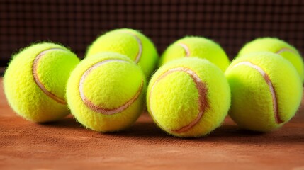 Closeup Tennis Balls on Clay Court