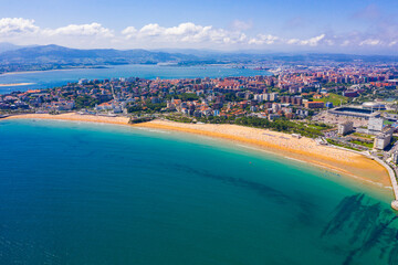 Aerial view of coast at Santander cityscape with a modern apartment buildings, Cantabria, Spain