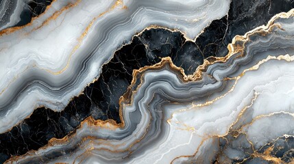 Elegant Black, Grey, and Gold Marble Texture Background