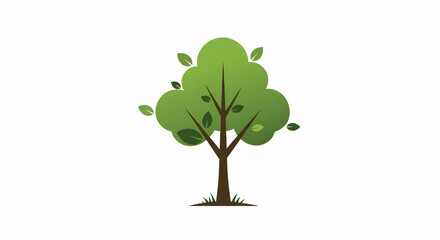 Fototapeta premium Isolated Green Tree Illustration on White Background