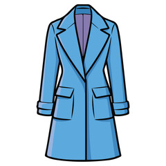 Naklejka premium blue female coat buttoned outerwear isolated vector illustration on white background
