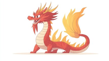 Cartoon dragon illustration for children's books, mythology, or cultural representation