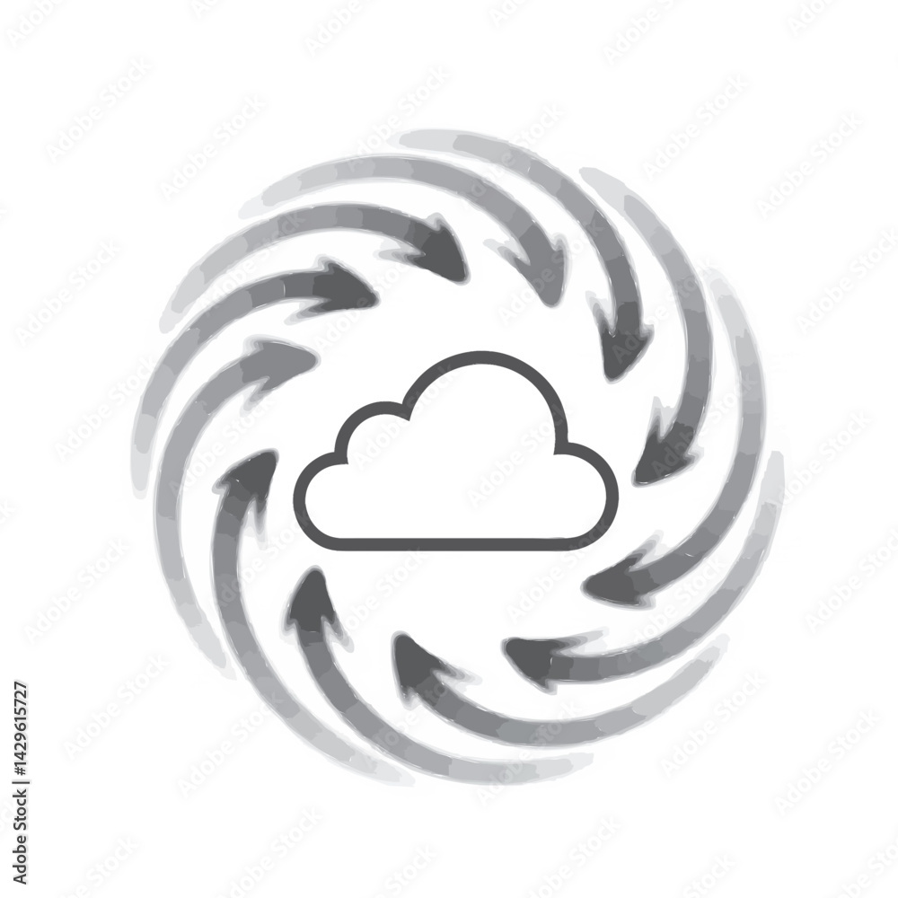 Poster cloud computing data transfer circular arrows technology system