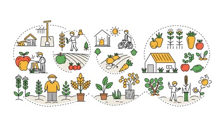 Sustainable Agriculture Organic Farming Concept Illustration
