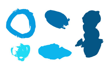 Set of abstract grunge blue spots colored illustration