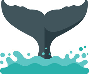 Naklejka premium Whale tail splashing water ocean wildlife marine animal vector illustration 