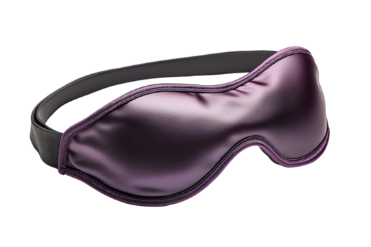 Purple eye mask with a black strap isolated